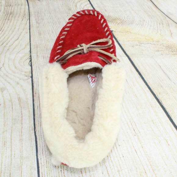 LL BEAN Red Wicked Good Moccasins Slippers Size 8 - Picture 9 of 9
